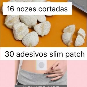 16 nozes cortadas ( 2 meses de nozes ) + 30 unidades de Adesivos Detox dos Pés