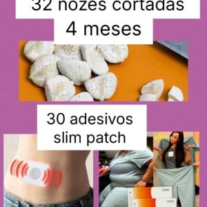 32 Nozes cortadas (4 meses de nozes) + 30 unidades de adesivos slim patch